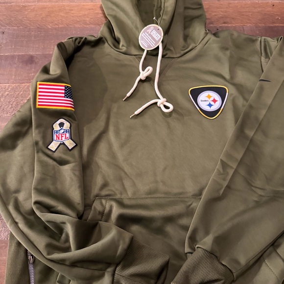 Pittsburgh Steelers Salute to Service Olive Green NFL Hoodie - Picture 2 of 8